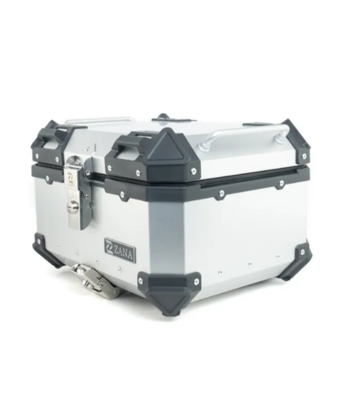Zana Universal Aluminium L-Flat 35 L Top Box With Back Rest Cushion - Silver - ZI-TB-006 - Zana