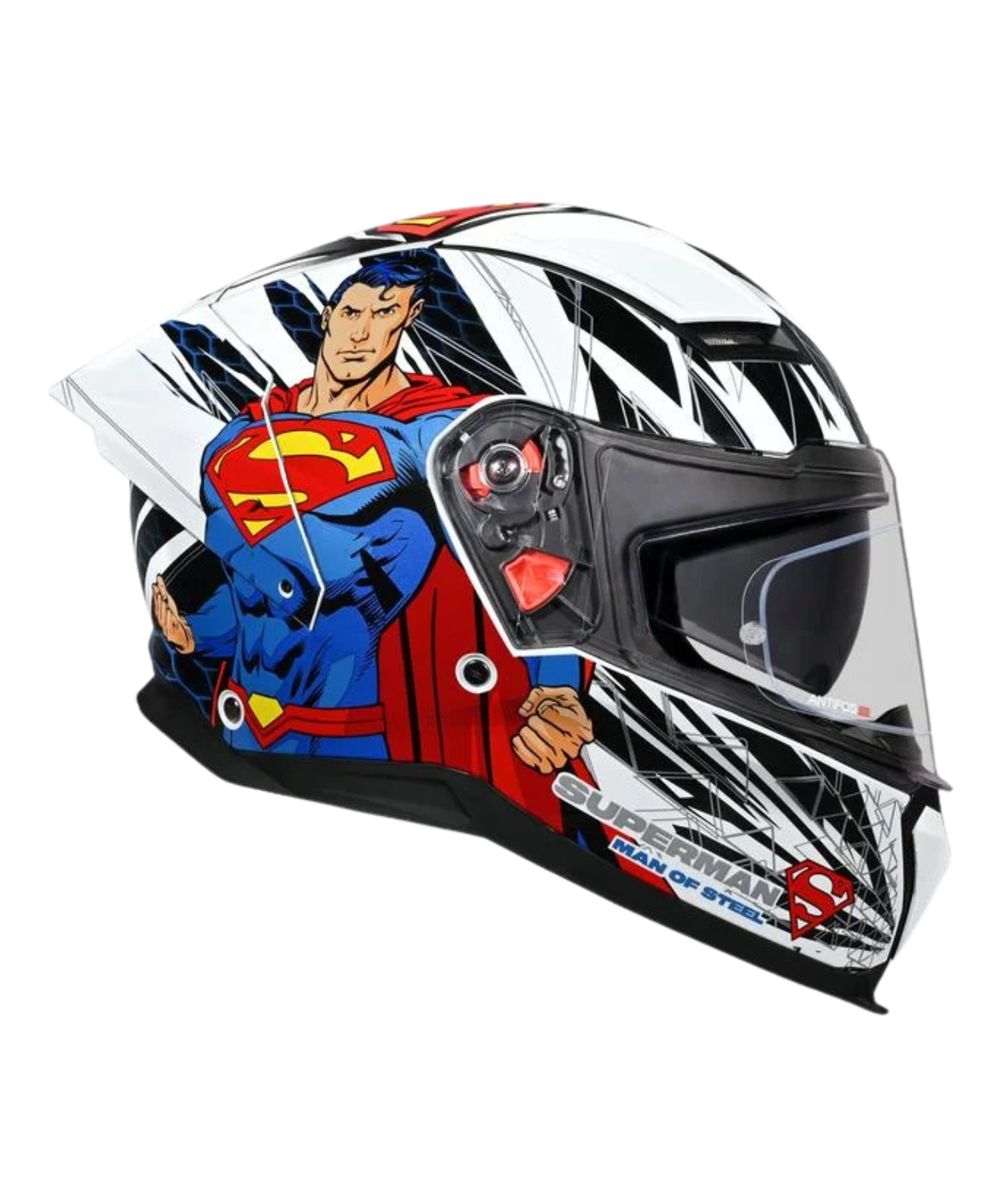 Studds Helios Superman Edition Graphics Helmet - Gloss White Blue N1 - Studds