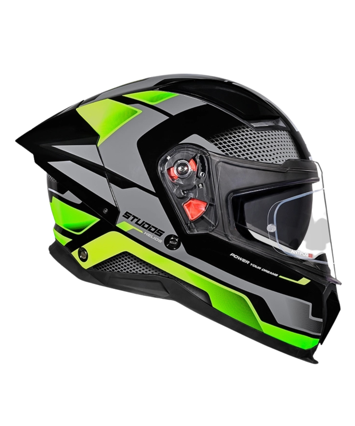 Studds Helios D1 Asphalt Decor Graphics Helmet - Gloss Black Green N3 - Studds