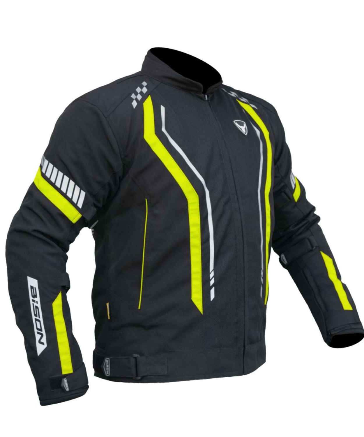Bison ProGear Air Pro Riding Jacket - Black Hi-Viz Green