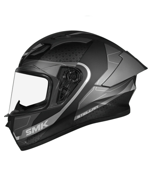 SMK Stellar Sports Flight GRPS GL266 Full Face Helmet - Gloss Black Grey