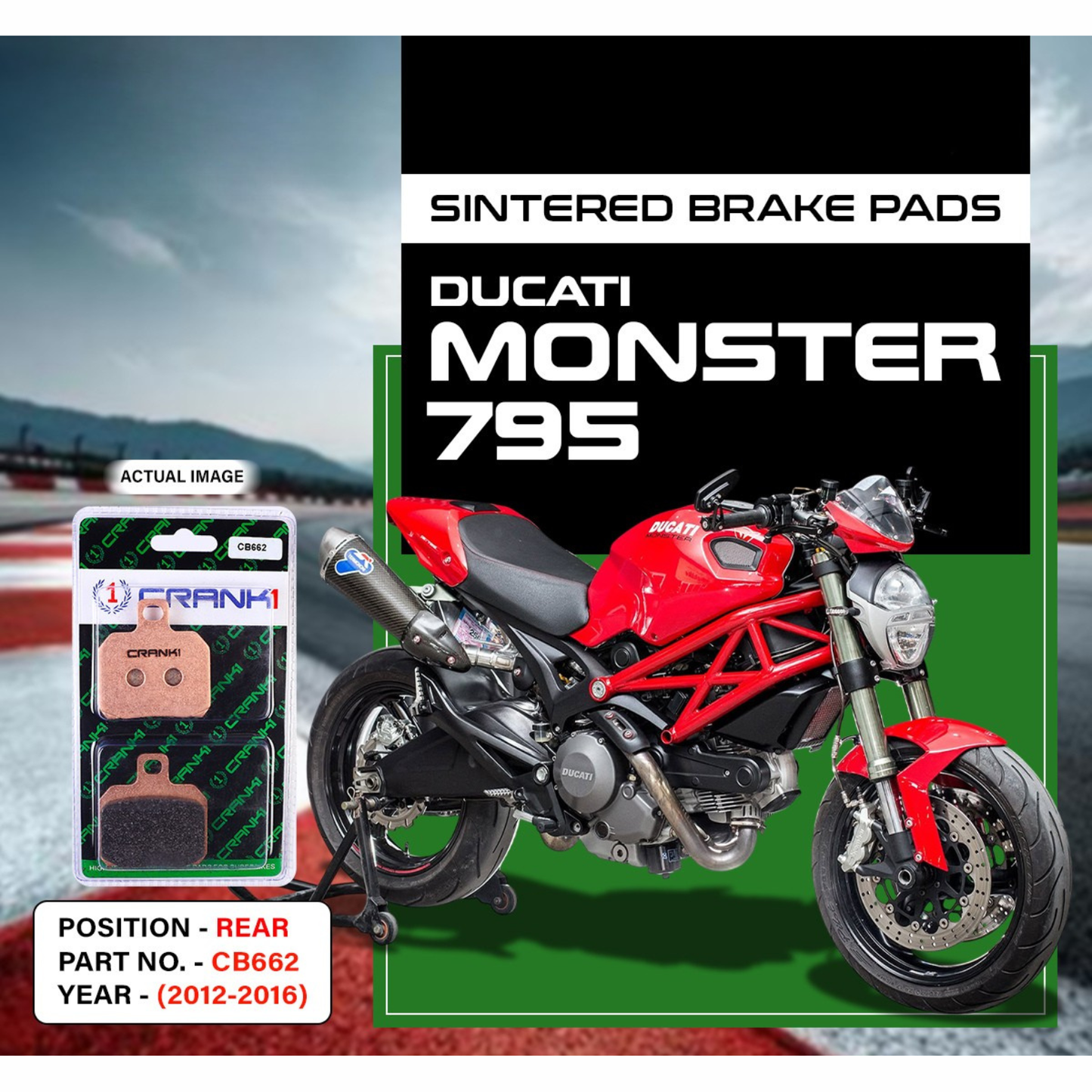Crank1 Ducati Monster 795 (2012-2016) Sintered Brake Pads