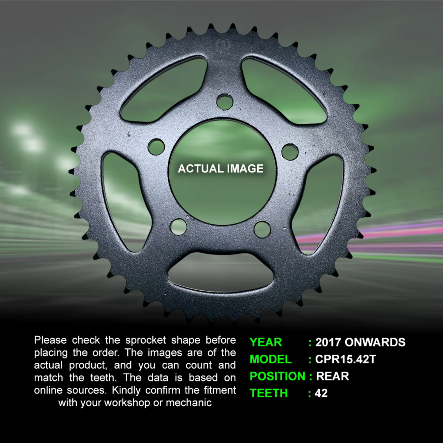 Crank1 Performance Motorcycle Sprocket Benelli TRK 502 (2017 Onwards) Pitch 525 - Black - CPR15.42T