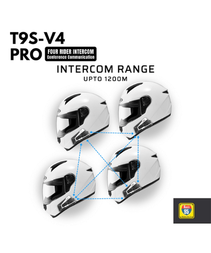 Route95 T9S-v4 Pro Universal Helmet Bluetooth And Intercom