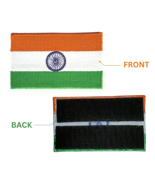 Quipco Embroidered Tricolour Flag of Bharat Patch with Velcro