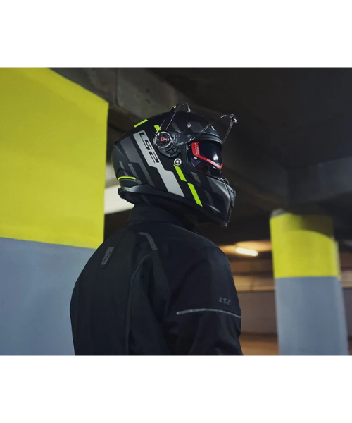 LS2 FF811 Vector II Tron Helmet - Matt Black HiViz Yellow