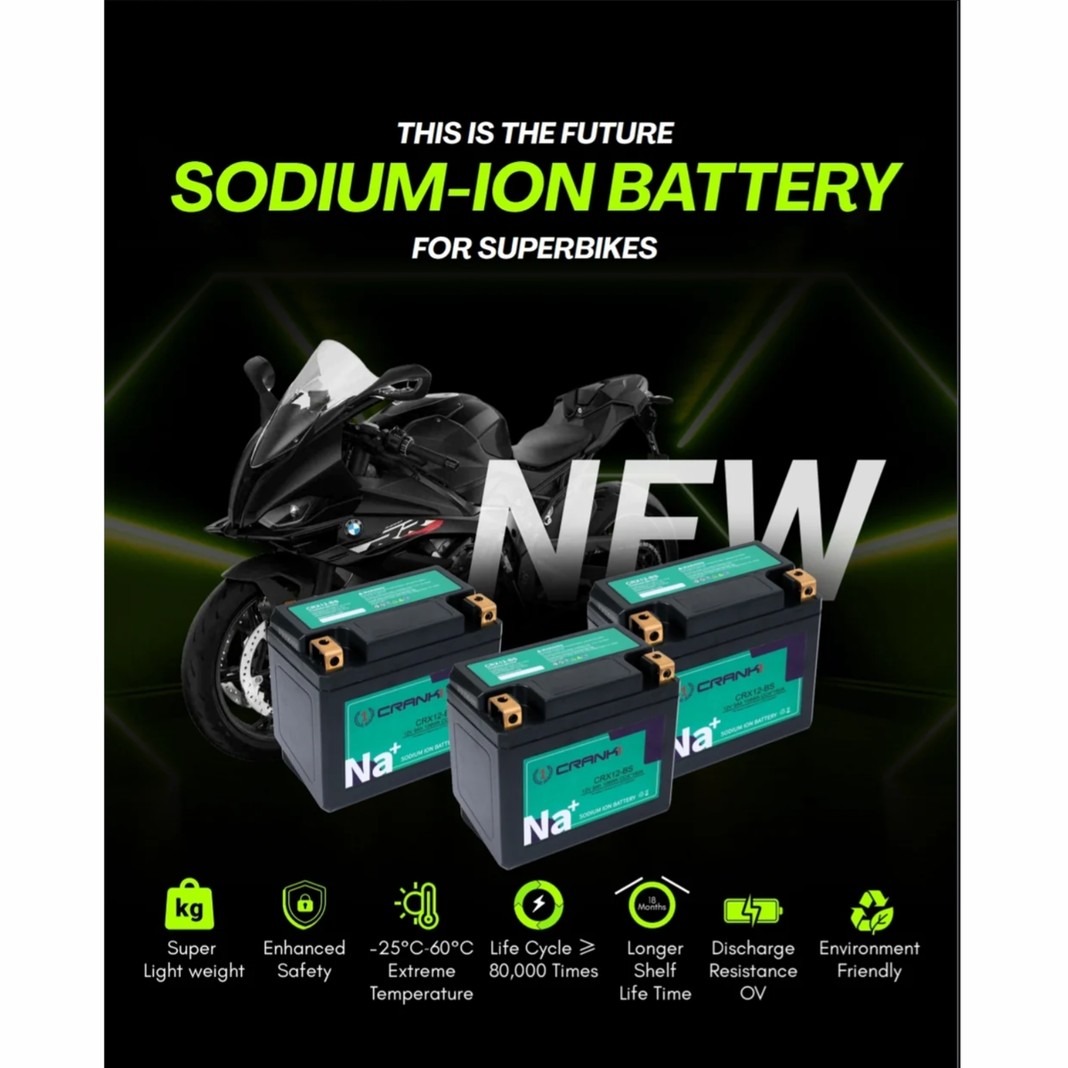 Crank1 Triumph Street Scrambler 900 (2018) Sodium ION Factory Activated Battery - CRX12-BS - Crank 1