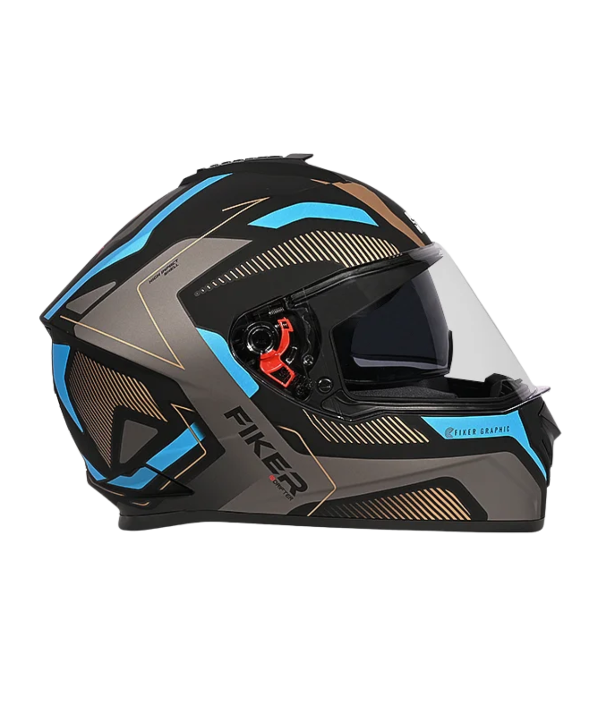 Studds Drifter D5 Fiker Decor Graphics Helmet - Matt Black Grey N4 - Studds