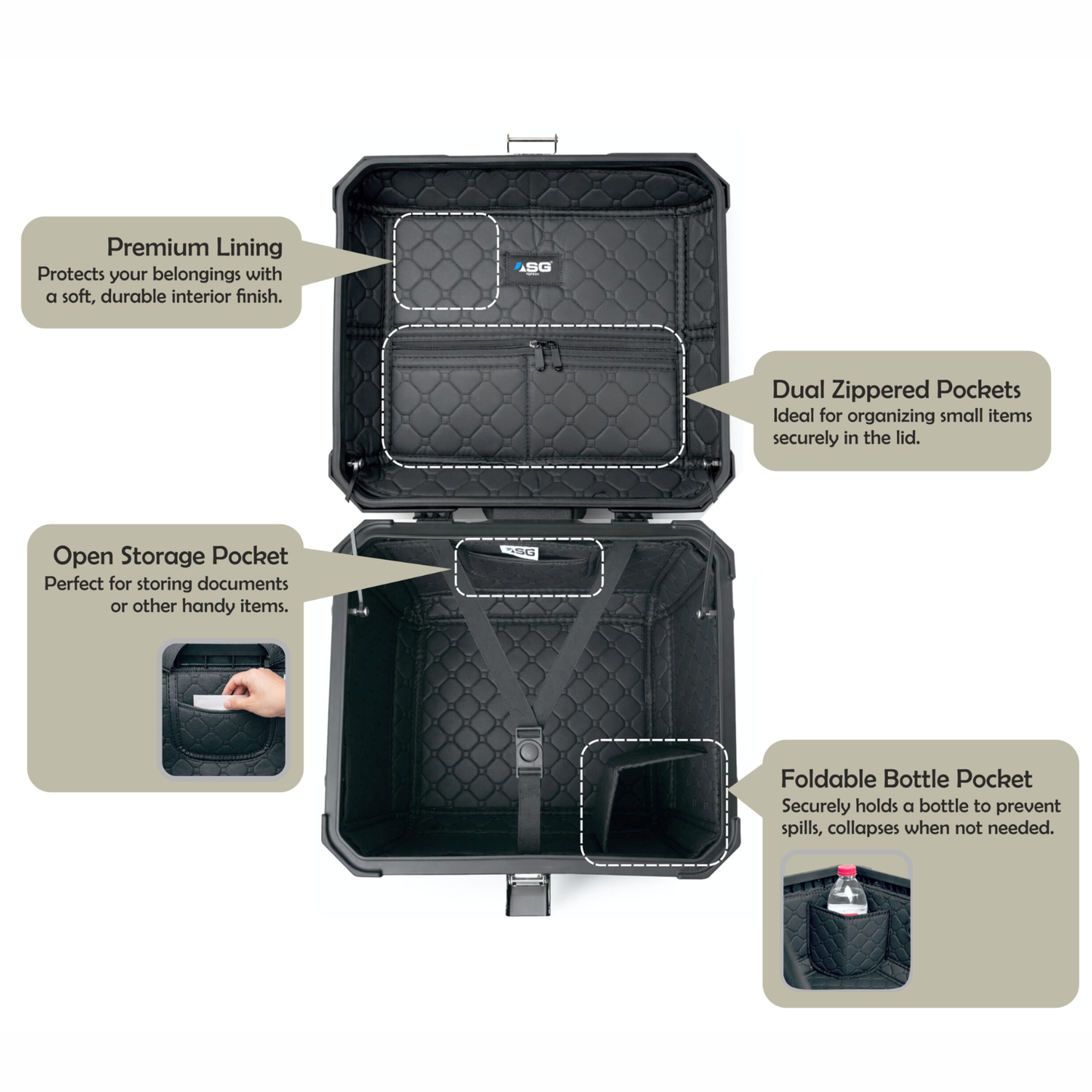 ASG AG-45L Aluminum Top Box - Sand Black