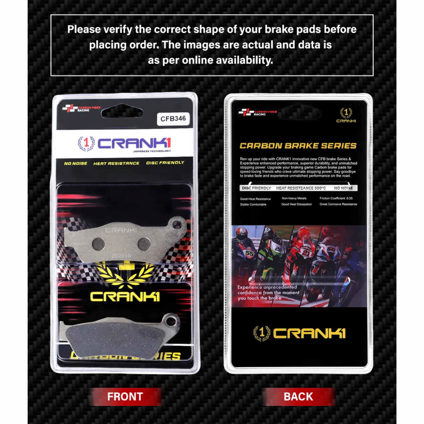 Crank1 Carbon Brake Pads for Bajaj Pulsar N160 (2022-2025)