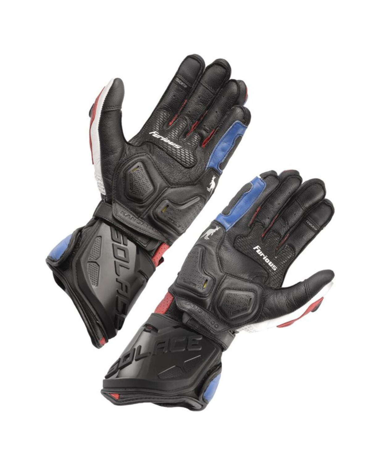 Solace Furious V3.0 CE Riding Gloves - Black White Blue