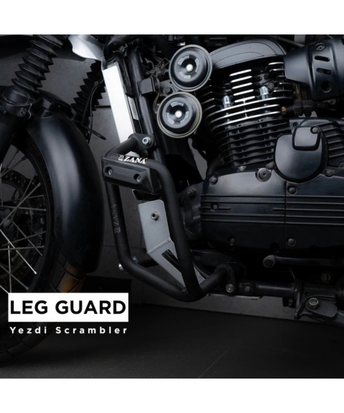 Zana Yezdi Adventure Scrambler Leg Guard with Slider - Black - ZI-8169 - Zana