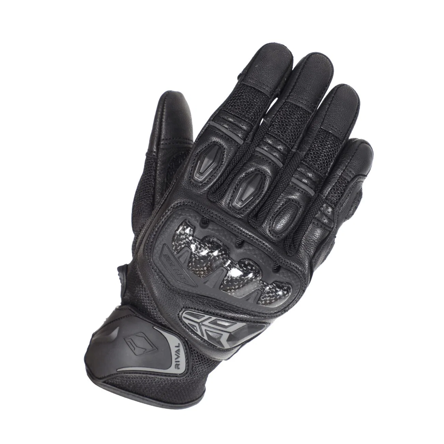 Solace Rival Carbon CE Motorcycle Riding Gloves - Black