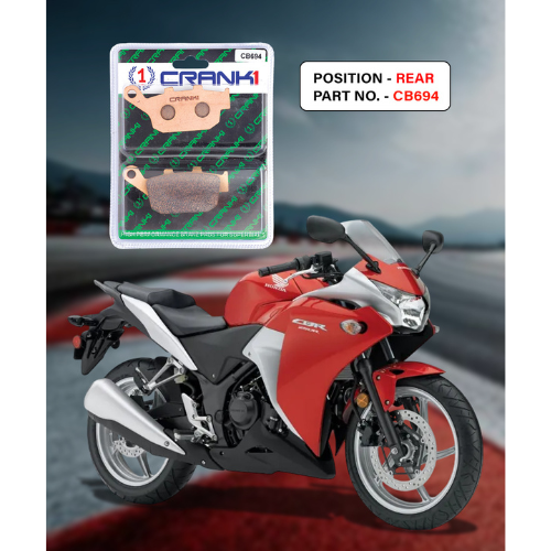 Crank1 Fully Sintered H2 Series Brake Pads for Honda CBR250R