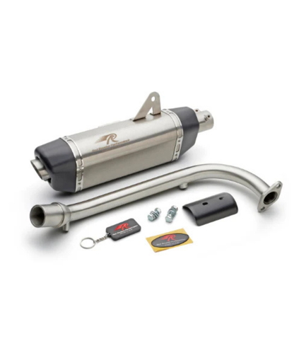 Red Rooster Performance Luna Exhaust for Aerox 155 (With Bend Pipe) - Silver Matte