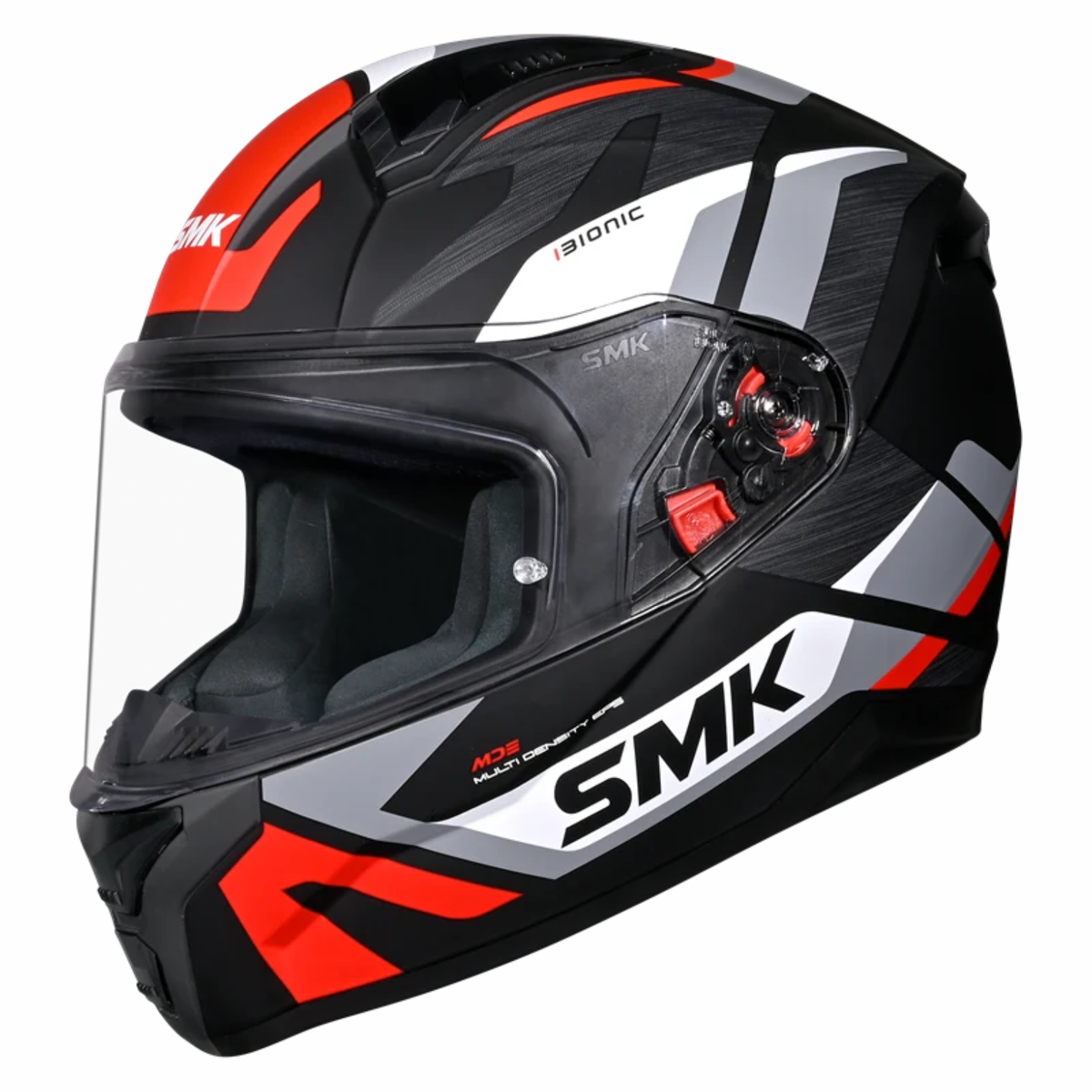 SMK Bionic Adult Kore MA263 Helmet - Matt Black Grey Red - SMK