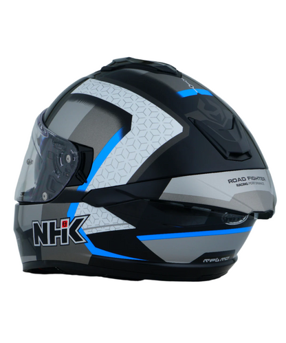 NHK K5R 2V Retro Helmet - Gloss Black Silver Blue