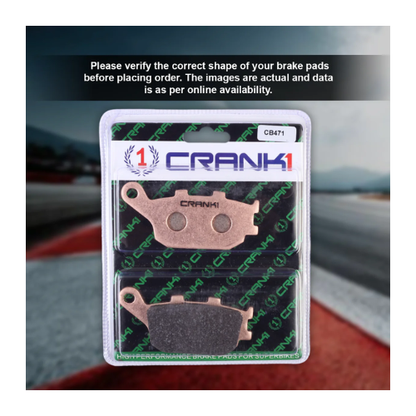 Crank1 Fully Sintered H2 Series Brake Pads for Yamaha YZF-R6 (2004-2018)