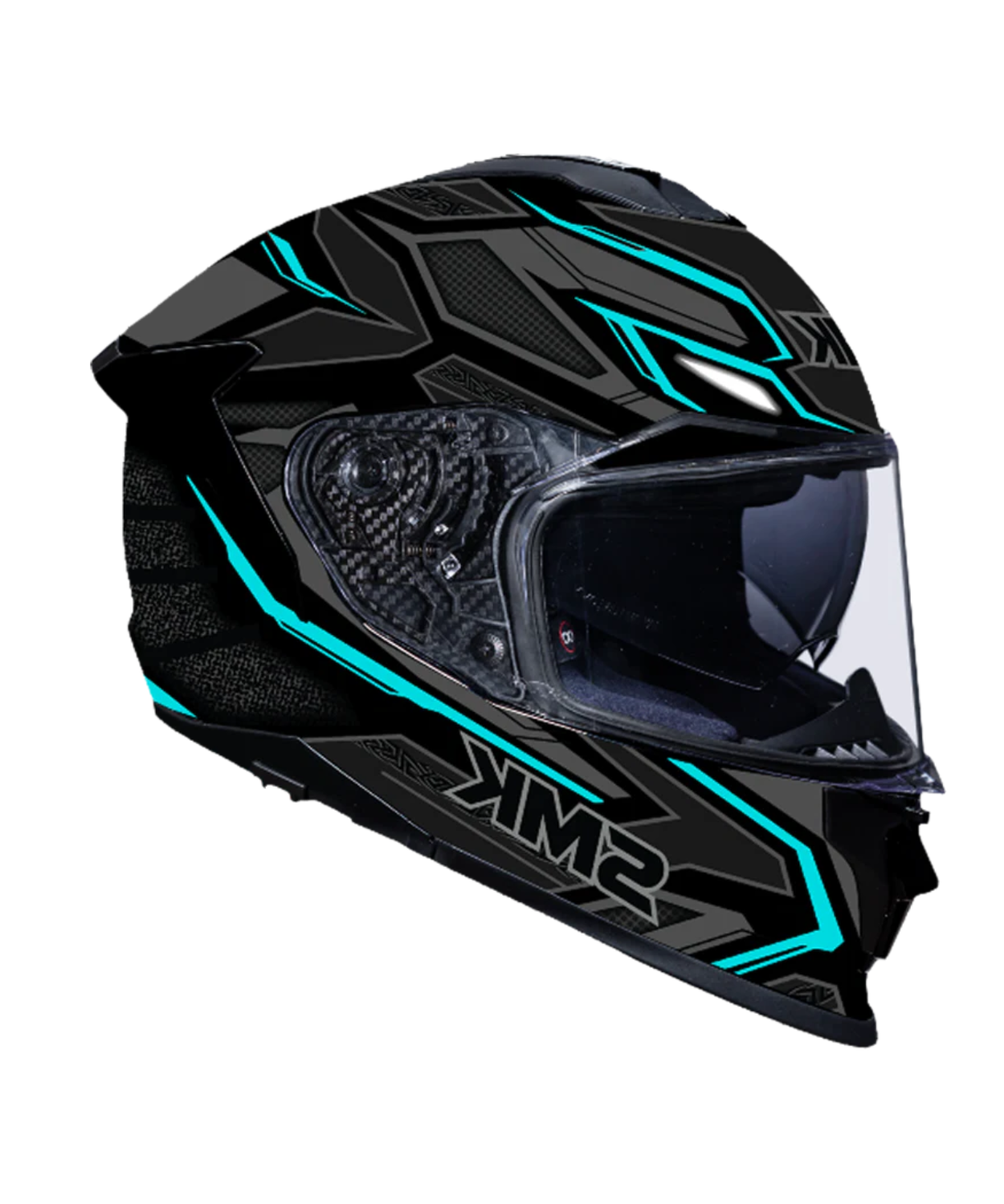 SMK Titan Panther Graphic GL265 Full Face Helmet - Gloss Black Grey Blue