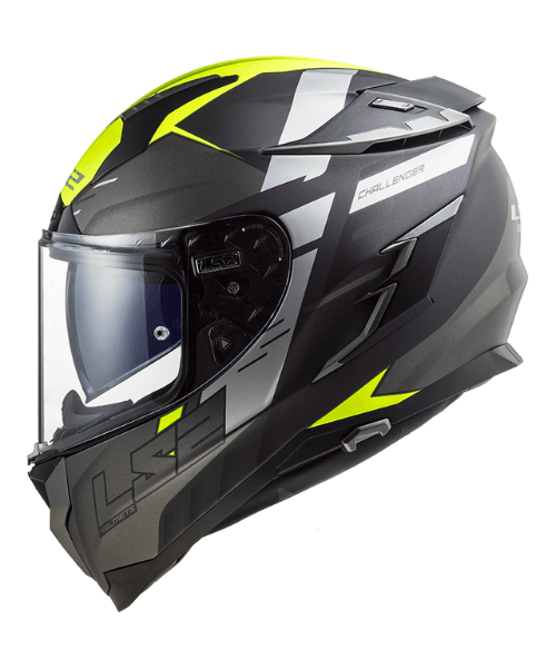 LS2 FF327 Challenger Allert Matt Titanium Hi-Viz Helmet - Yellow