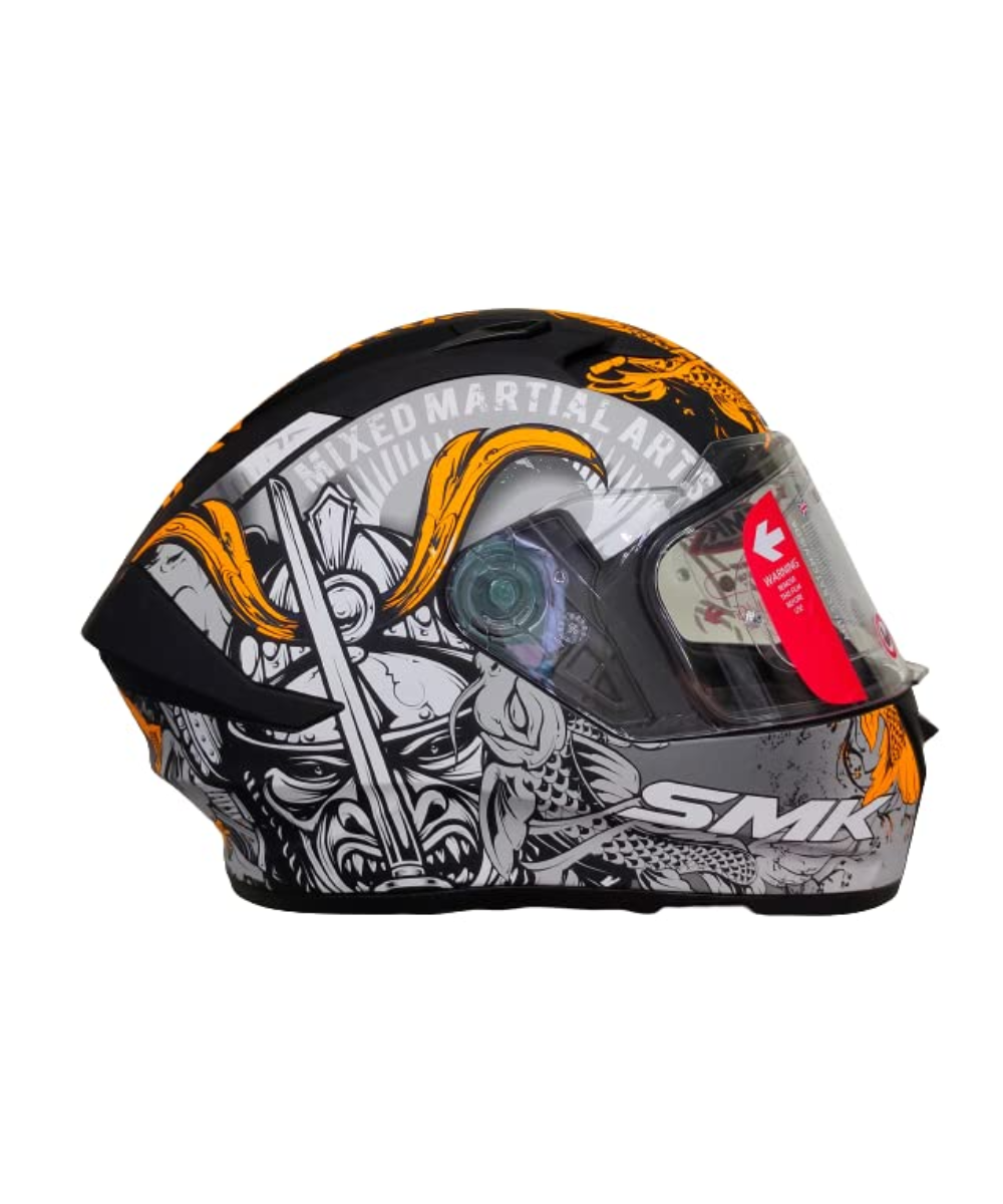 SMK Stellar Samurai Matt Black Grey Orange (MA276) Helmet - SMK