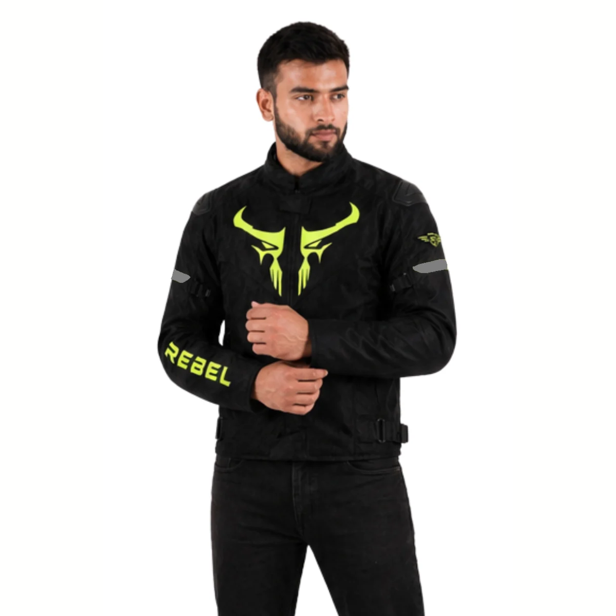 Lone Ranger Rebel Riding Jacket - Black Neon Green