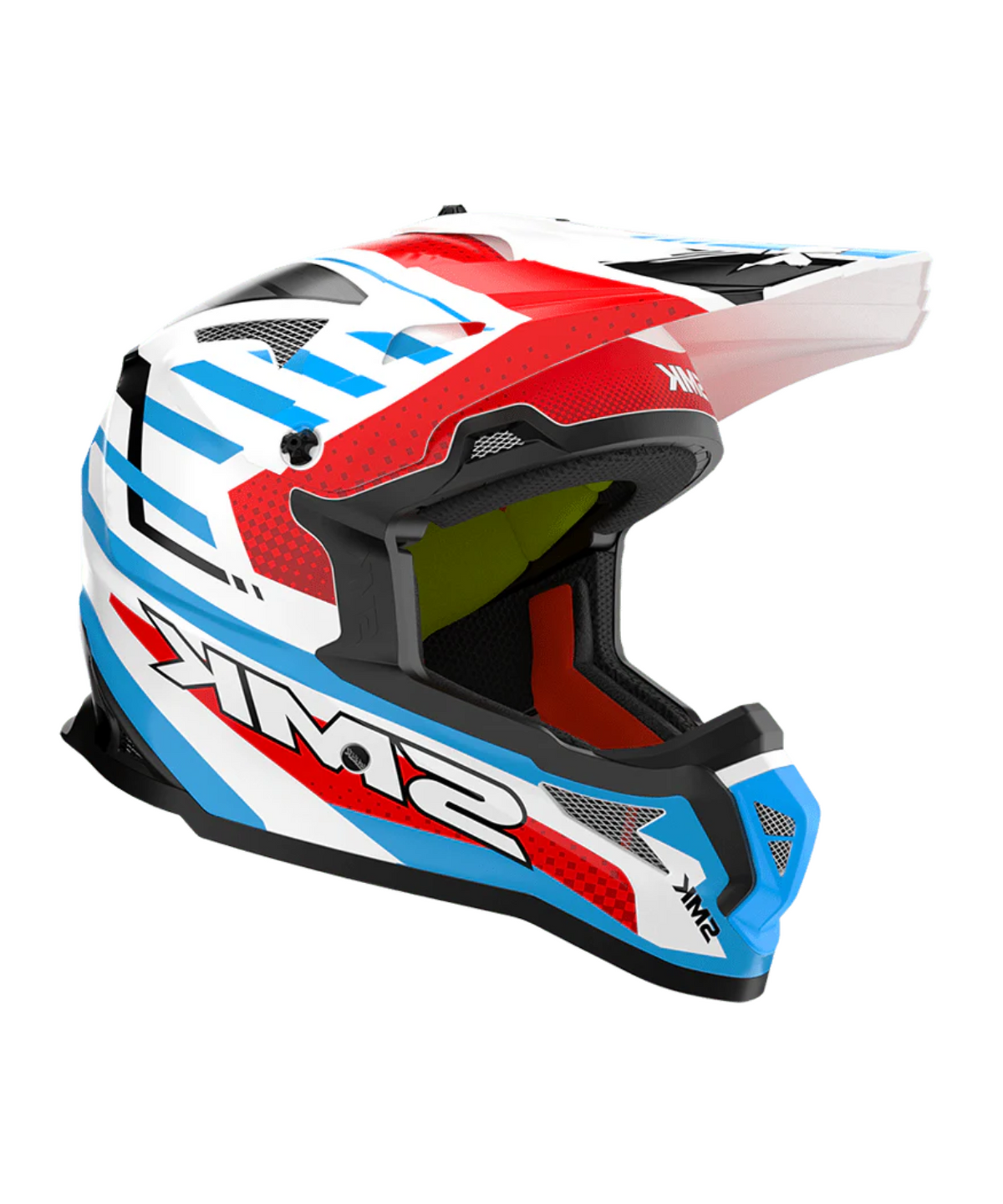 SMK Allterra With Bulldozer GRPS GL153 Full Face Helmet - Gloss White Blue Red - SMK