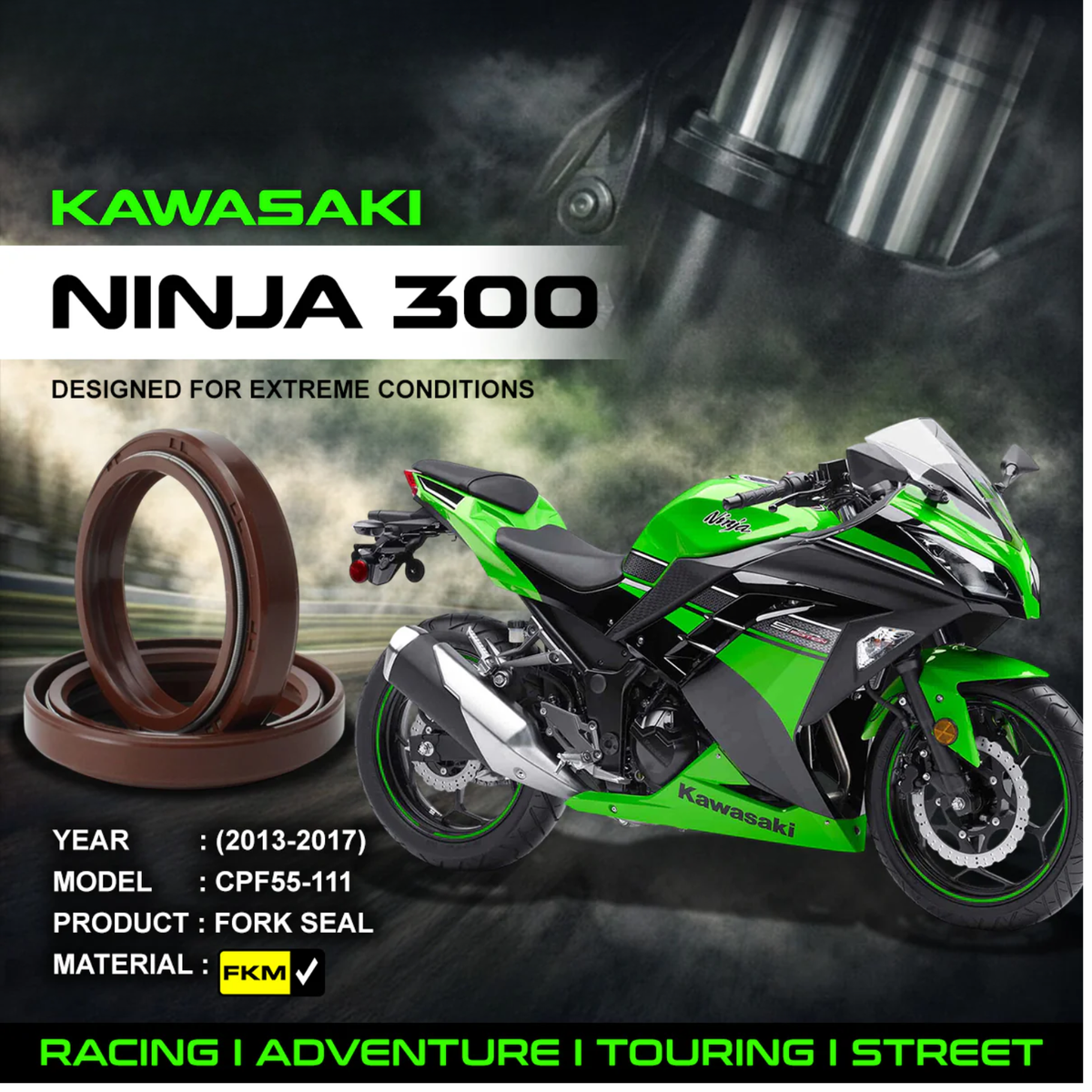 Crank1 Kawasaki Ninja 300 (2013-2017) Fork Oil Seal - Crank 1