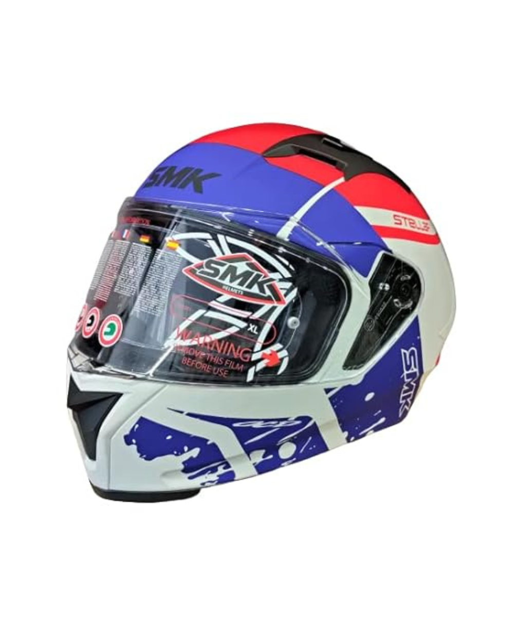 SMK Stellar Squad White Blue Red Matt (MA153) Helmet - SMK