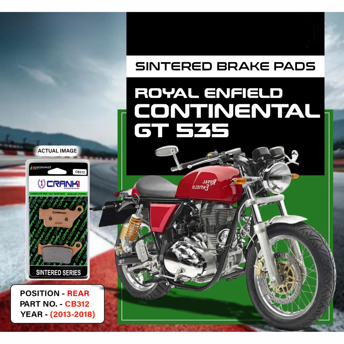 Crank1 Royal Enfield Continental GT 535 (2013-2018) Sintered Brake Pads