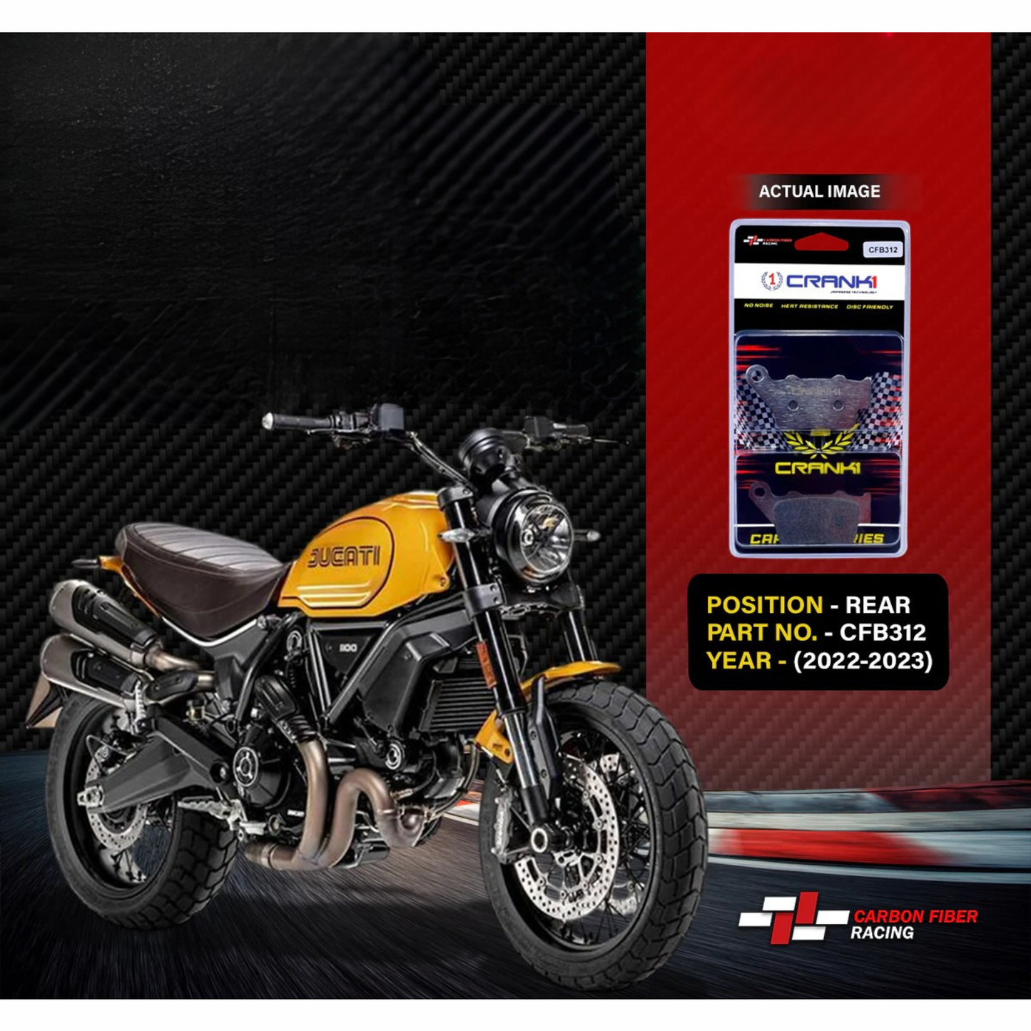 Crank1 Carbon Brake Pads for Ducati Scrambler 1100 Tribute Pro (2022-2023)