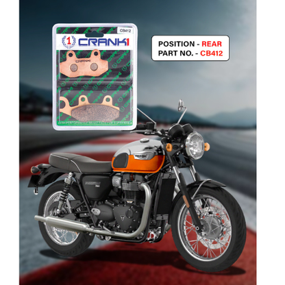 Crank1 Fully Sintered H2 Series Brake Pads for Triumph T100 Air Cooled