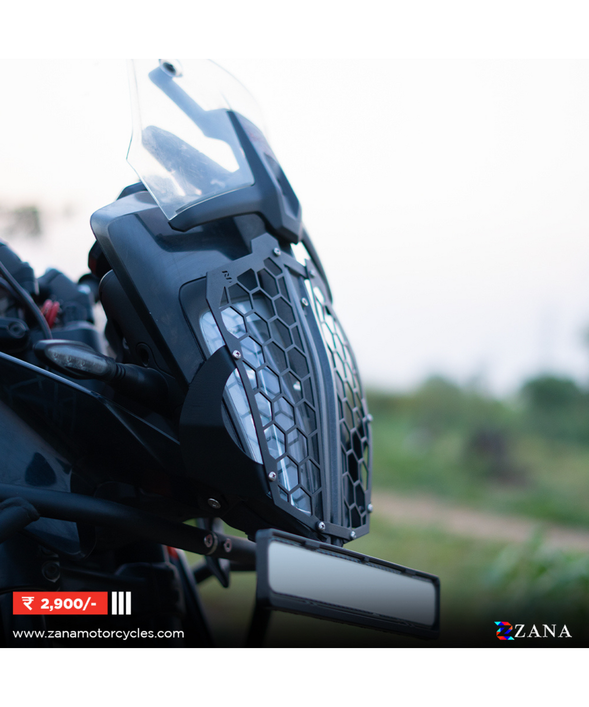 Zana KTM ADV 250 (2025) Headlight Grill Hexagonal - Black - ZI-8033 - Zana