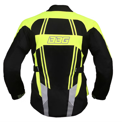 BBG Indiana Adventure Riding Jacket with Chest Guard and Thermal Liner - Neon