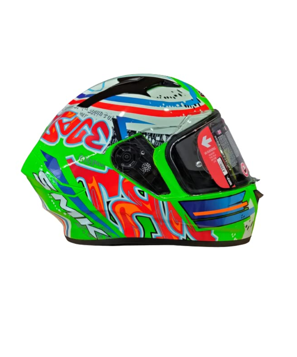 SMK Stellar Graffiti GL837 Green Helmet - SMK