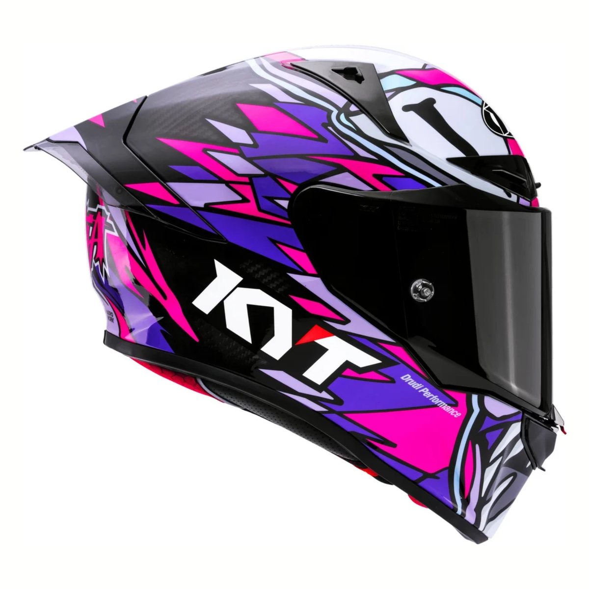 KYT R1R Enea Bastianini Replica 2023 Carbon Fiber Helmet - Gloss Black Pink - KYT Helmets