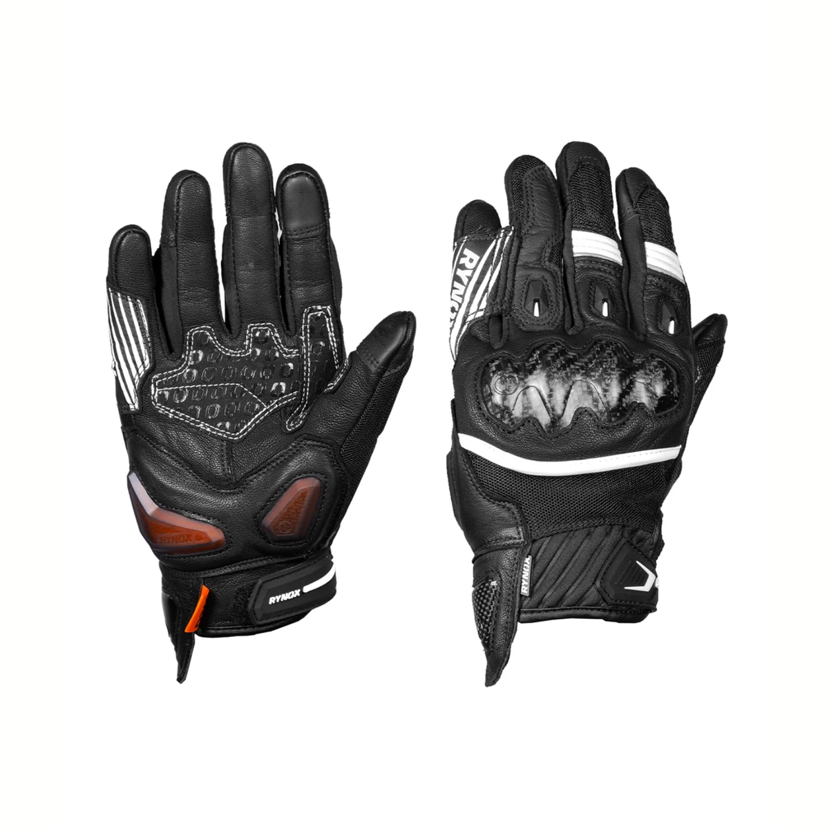 Rynox Tornado Pro 5 Riding Gloves - Black White - Rynox