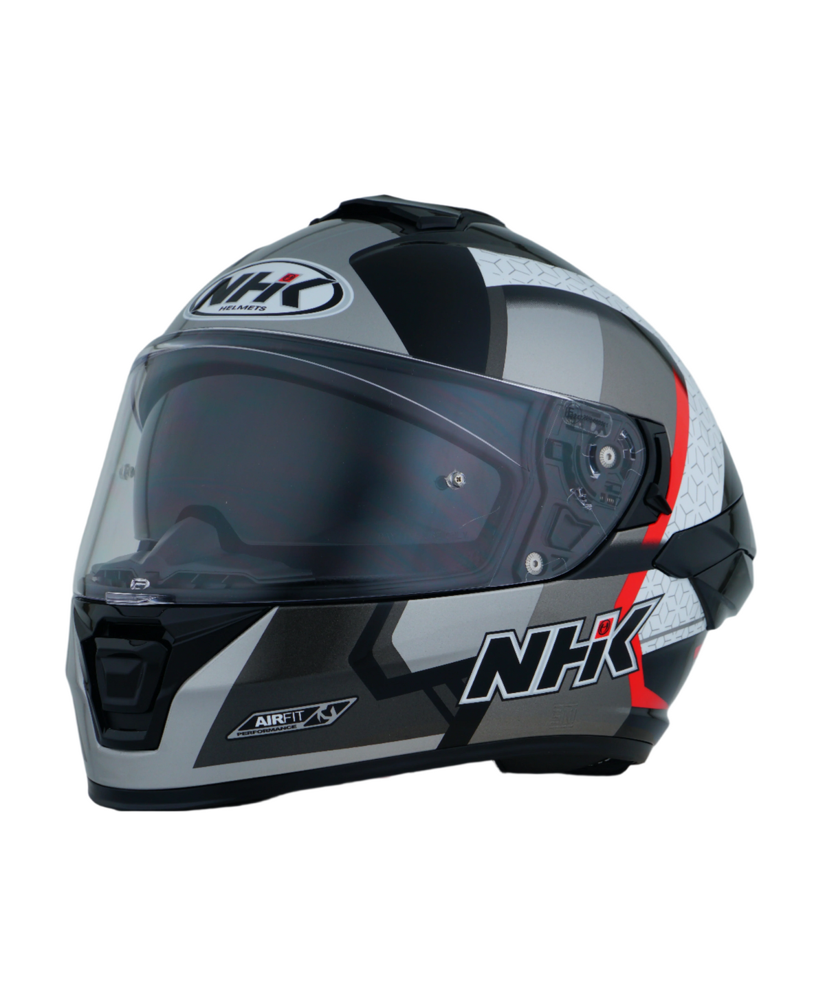 NHK K5R Retro Helmet - Gloss Black Silver Red - NHK