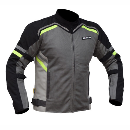Bison ProGear Raptor V.2 Riding Jacket - Grey Hiviz Green