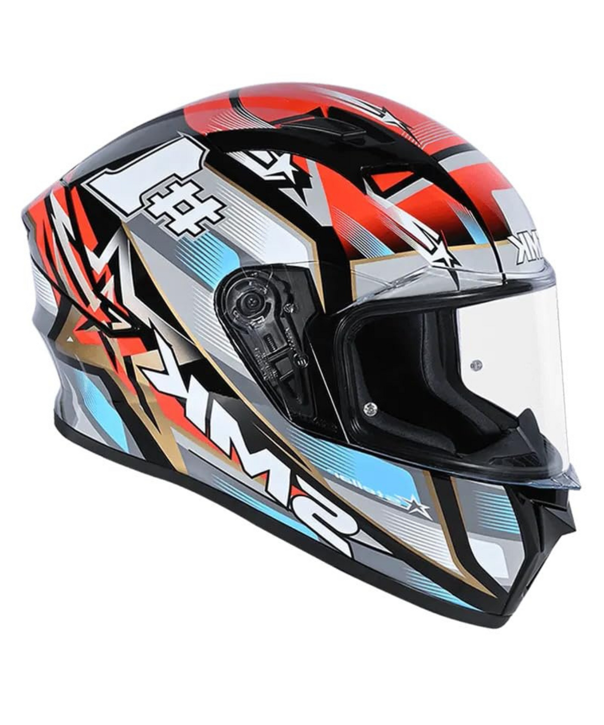SMK Stellar Uno GRPS MA263 Full Face Helmet - Matt Grey Red Blue - SMK