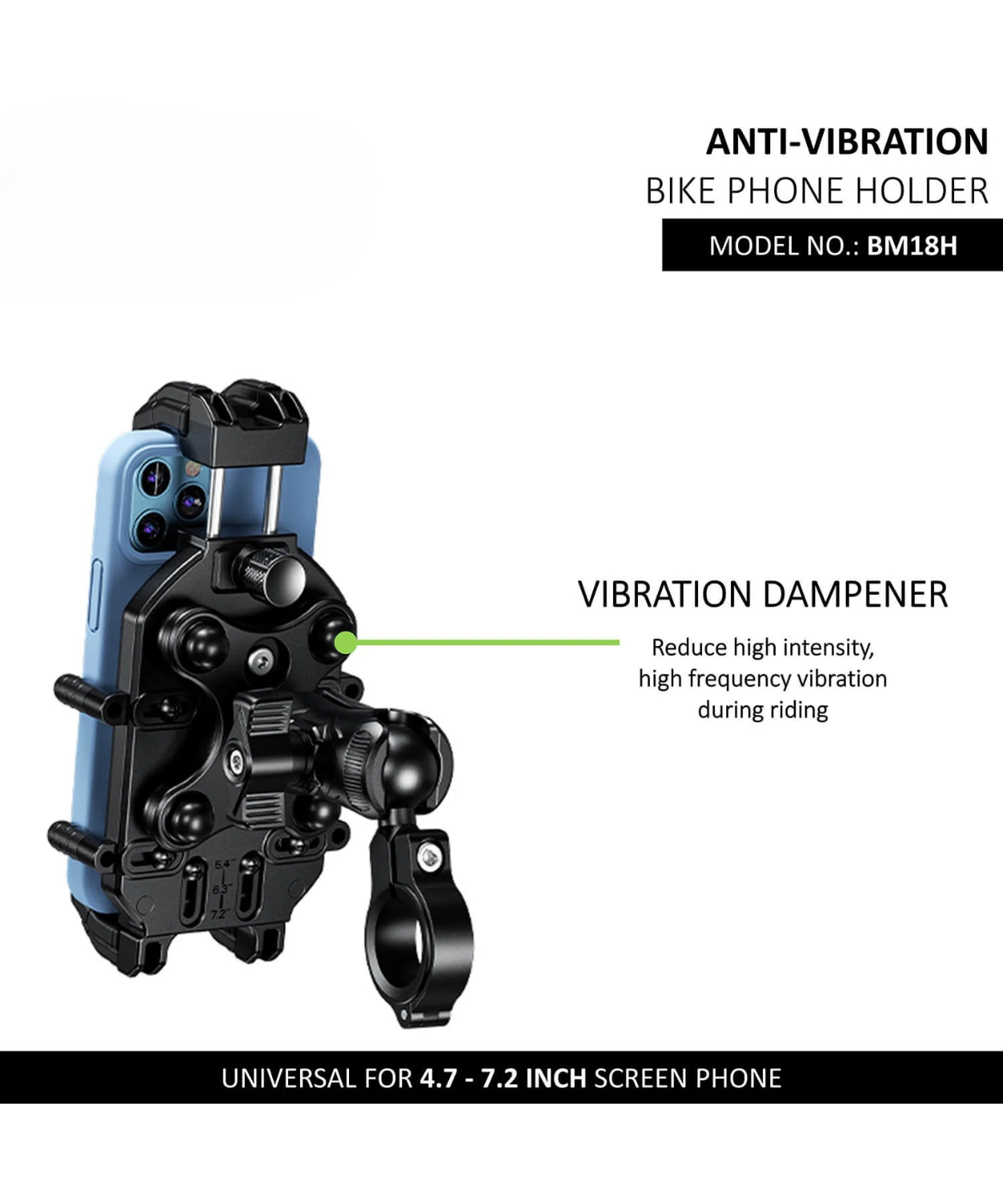 BOBO BM18H Pro Bike Handlebar Anti-Vibration with Fast 15W Wireless Charger & USB-C Charging Module