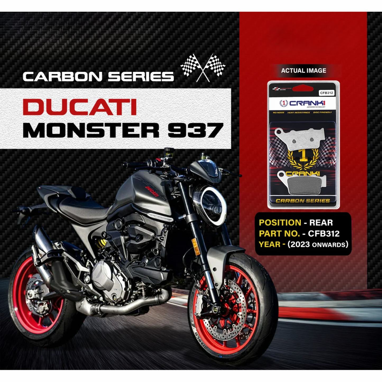 Crank1 Ducati Monster 937 (2023 Onwards) Carbon Brake Pads