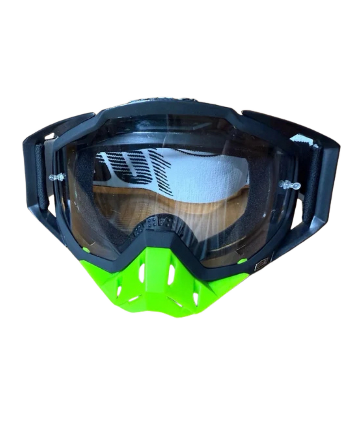 100% ADV Racecraft Mirror Clear Lens Goggle - Black Hi-Viz Green - 100%