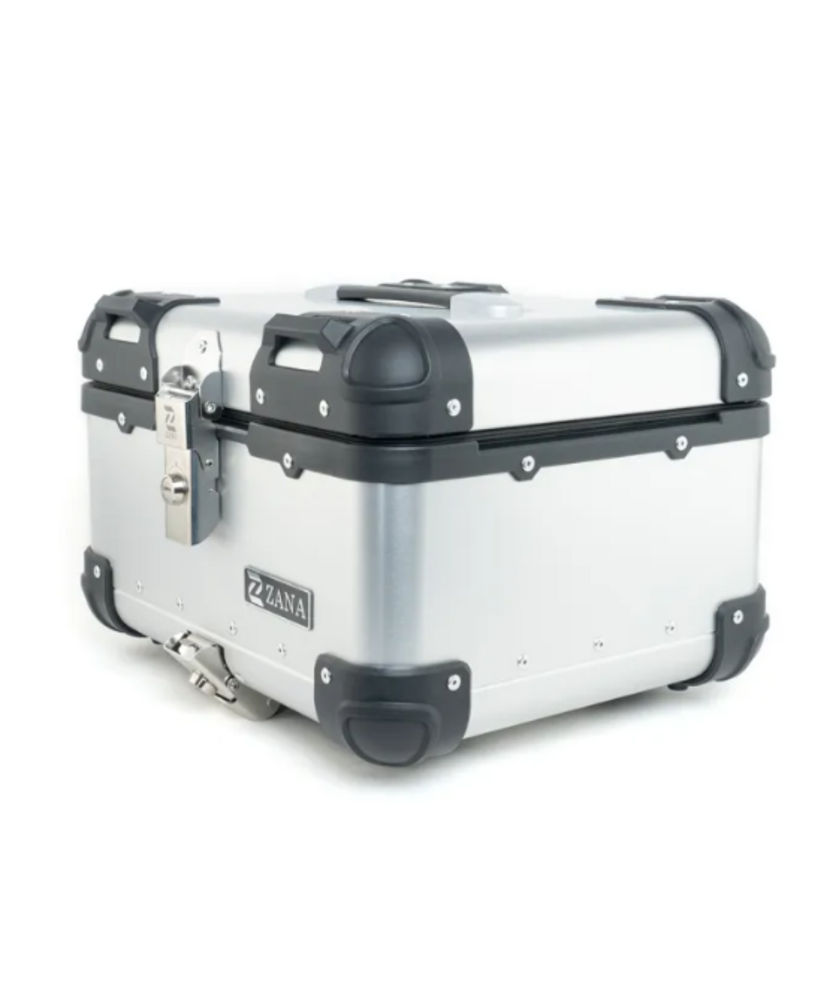 Zana Universal Aluminium R-Flat 35 L Top Box With Back Rest Cushion - Silver - ZI-TB-004 - Zana