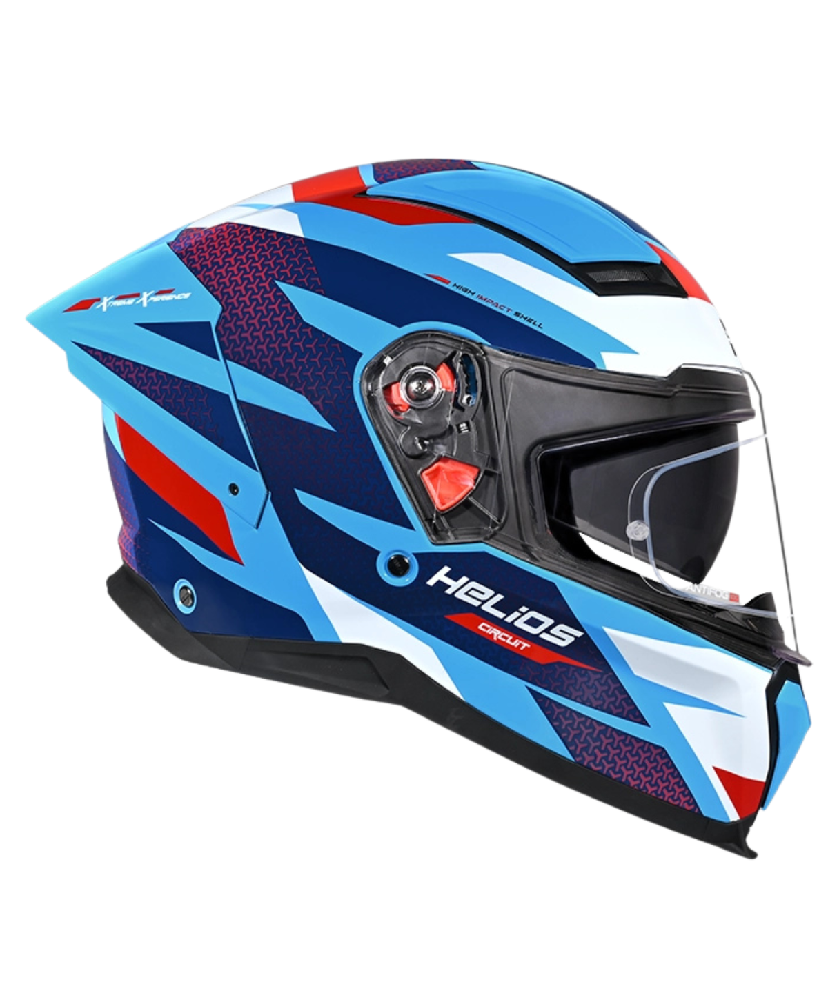 Studds Helios D2 Circuit Decor Graphics Helmet - Gloss Blue Red N2 - Studds