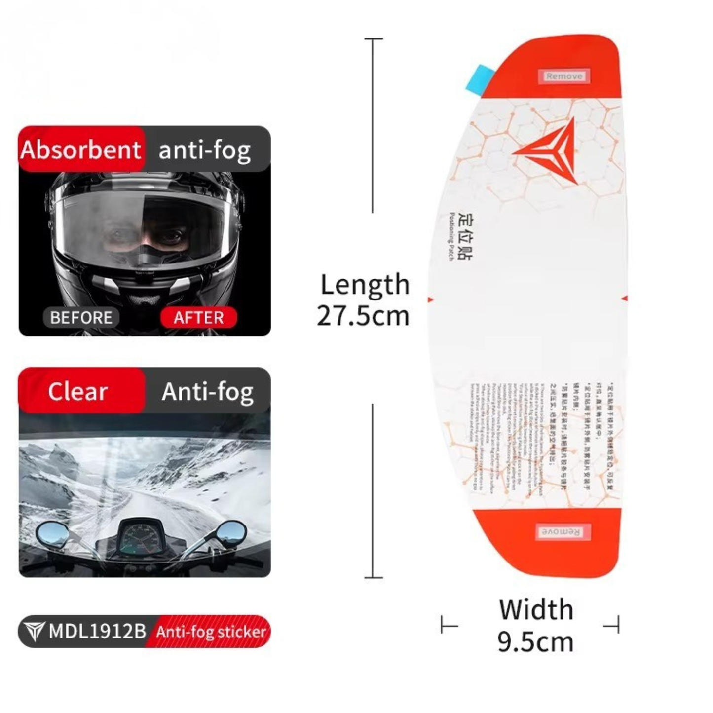 Motowolf Helmet Visor Anti-Fog Sticker - 1912B