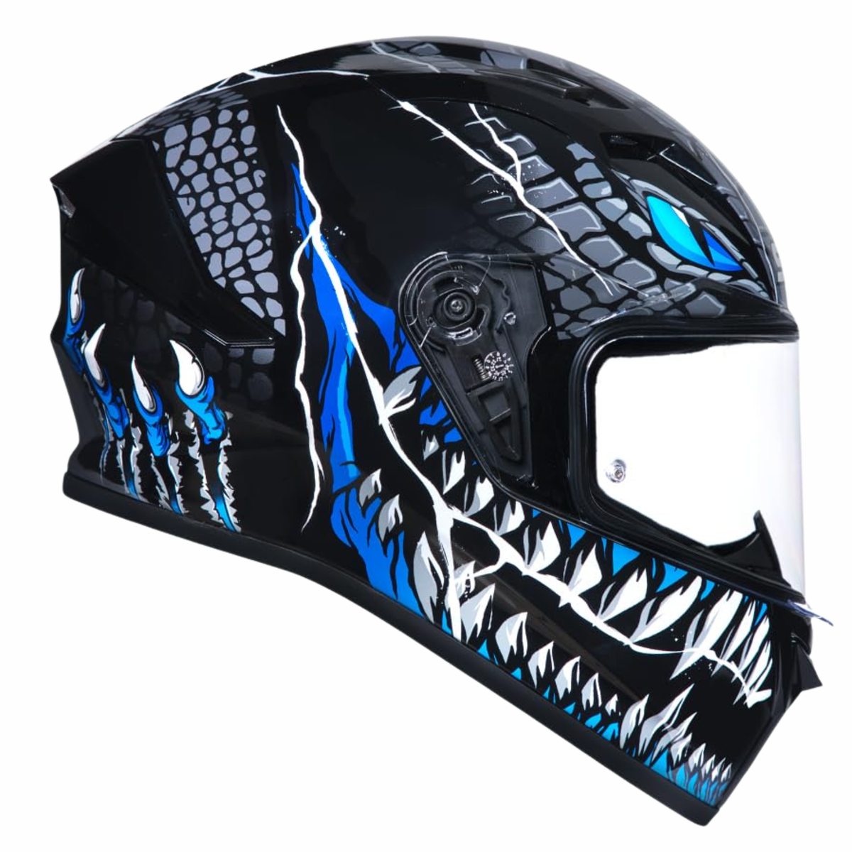 SMK Stellar Sports Taotei GL265 Helmet - Gloss Black Grey Blue - SMK