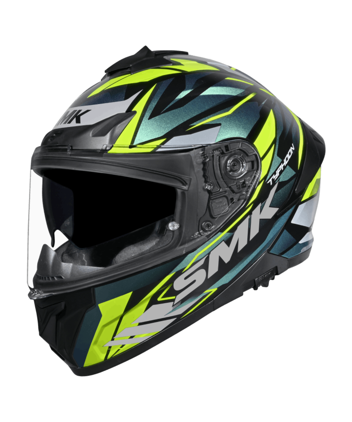 SMK Typhoon Rival GRPS MA254C Full Face Helmet - Matt Black Blue Yellow - SMK