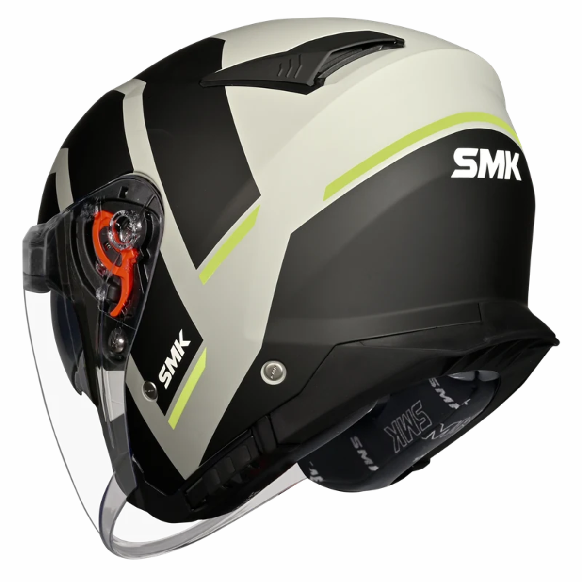 SMK GTJ Rover GRPS MA624 Half Face Helmet - Matt Grey Black Hiviz - SMK