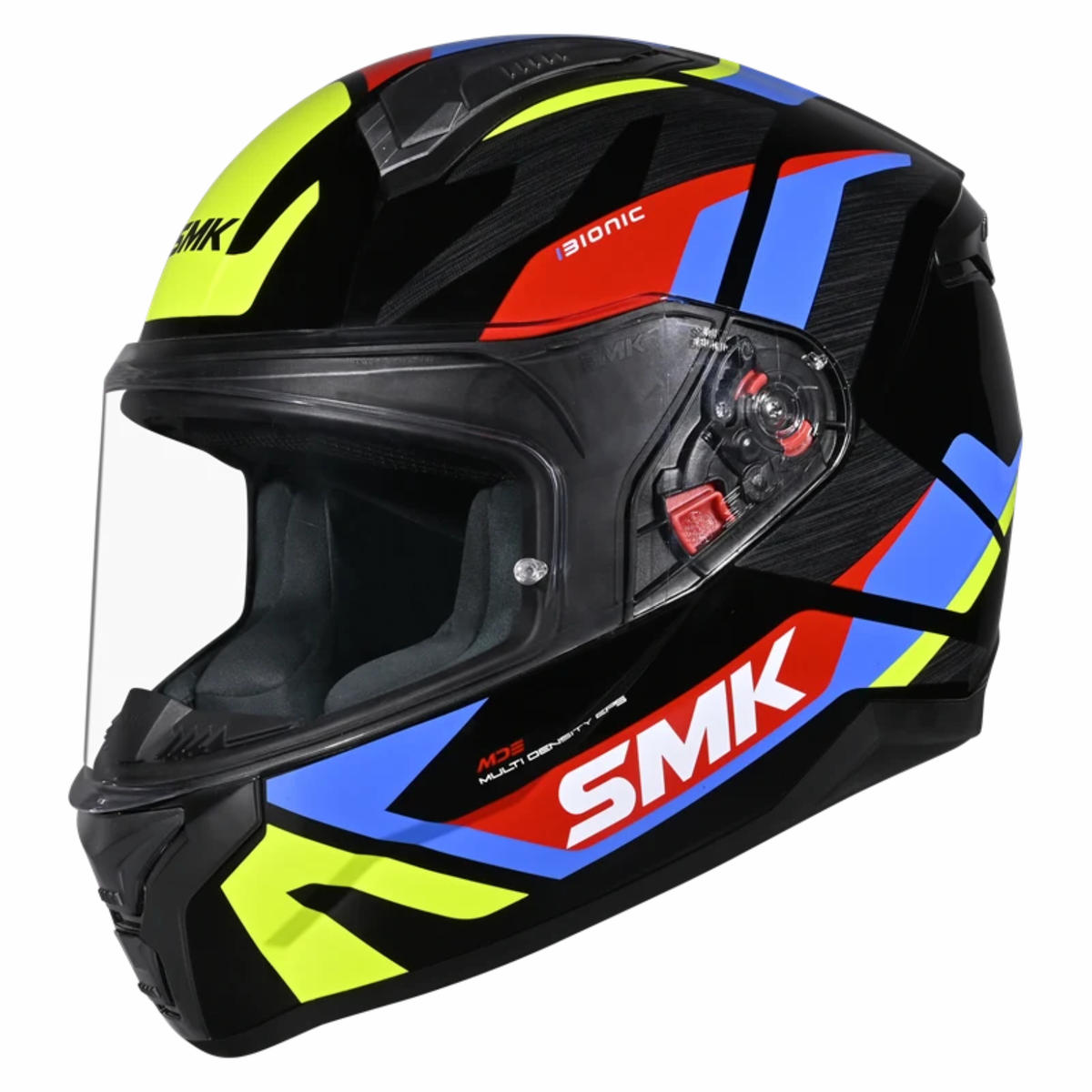 SMK Bionic Adult Kore GL254 Helmet - Gloss Black Blue Yellow - SMK